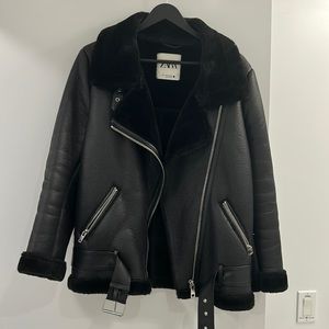 Faux Leather Moto Jacket - Zara